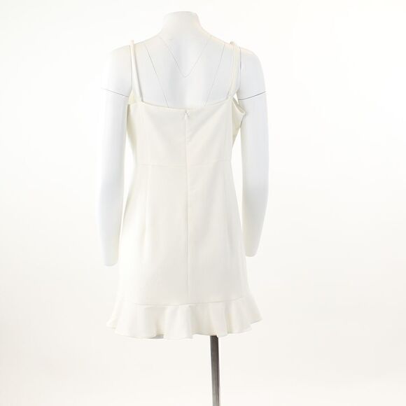French Connection Whisper Frill Hem Dress in Summer White - Picture 3 of 5